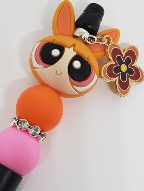 Handmade Powerpuff Girls Blossom Beaded Silicone Focal Bead Pen